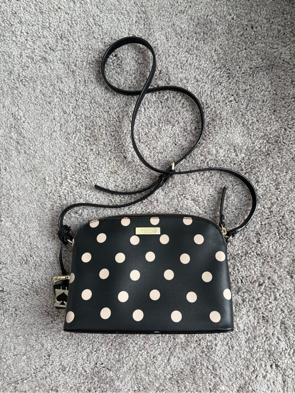 kate spade Black and Cream Polka Dot Crossbody